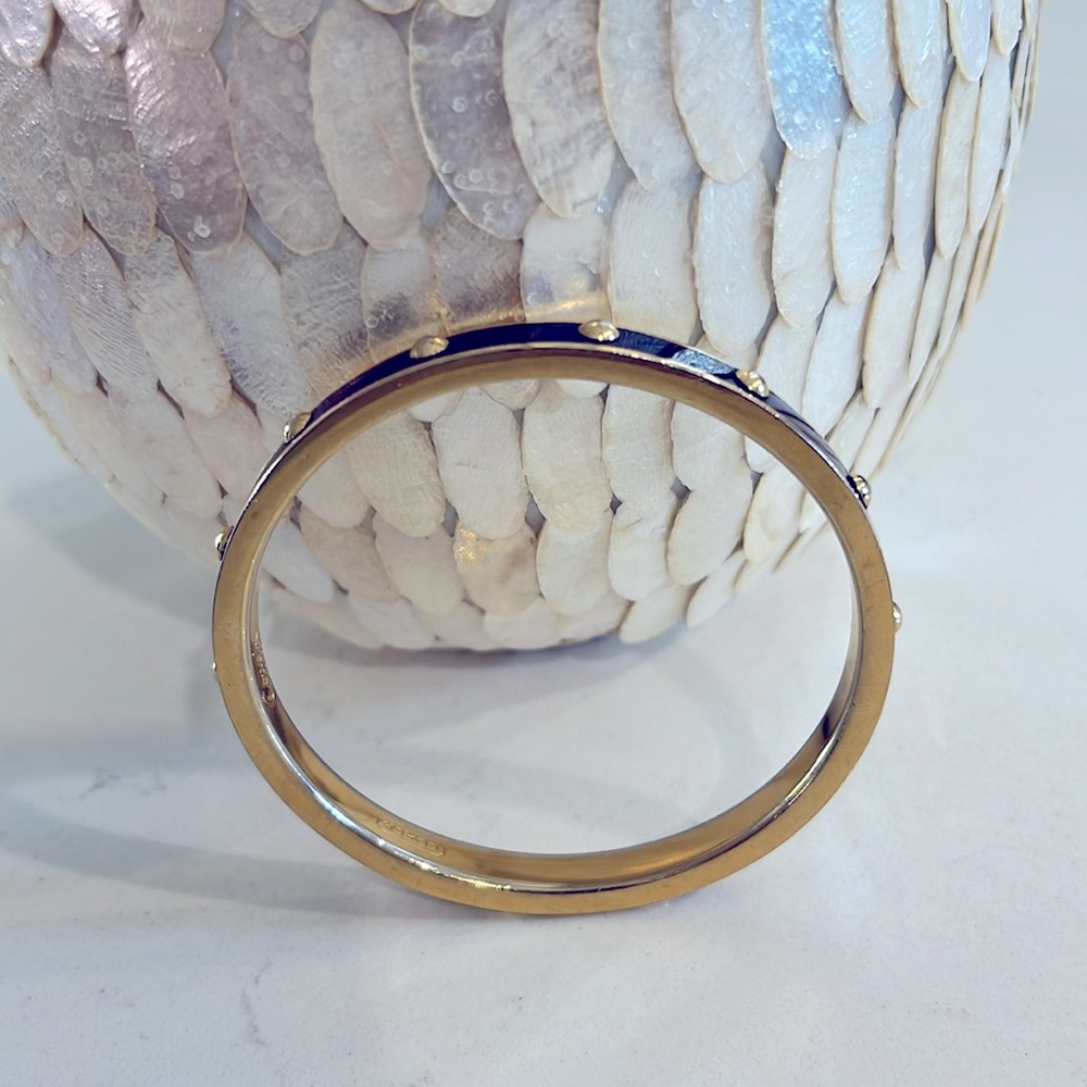 COACH 94078 Nailhead 1/4" Wide Plum Purple/Gold Bangle Bracelet - Picture 2 of 10